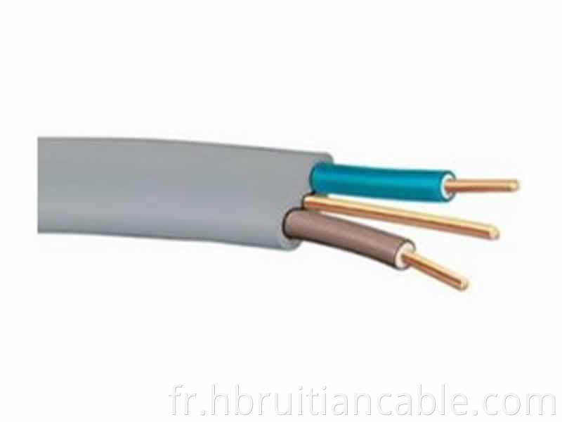 6242y Câblage de maison Twin plat + terre cuivre pur 2,5 mm câble de fil électrique isolant PVC plat